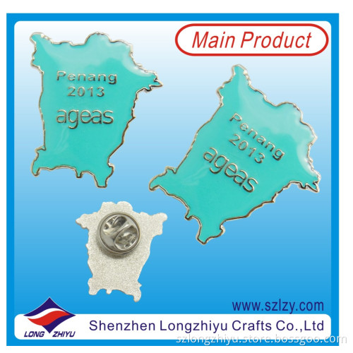 2013 Custom Zinc Alloy Lapel Pin Enamel Silver Map Badge with Epoxy (LZY-10000382)